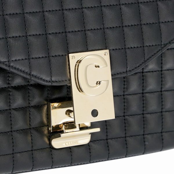 187253bfc38no 7 Celine Gold Metal Fittings Shoulder Bag Black