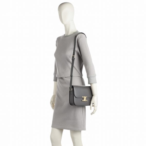 187363bf410dc 8 Celine Triomphe Shoulder Bag Gray