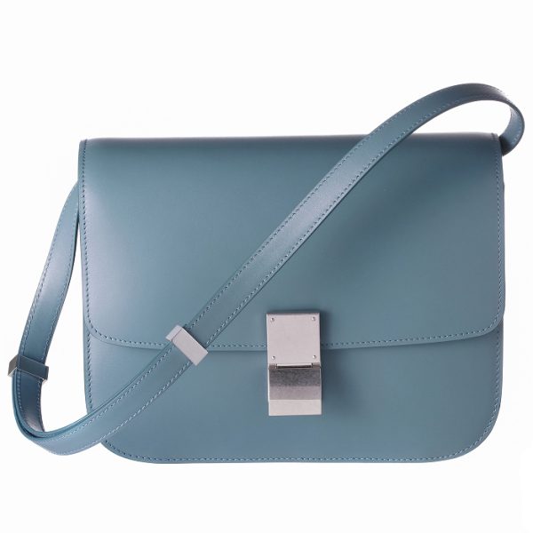 189173dls07su Celine Classic Box Medium Shoulder Bag Blue