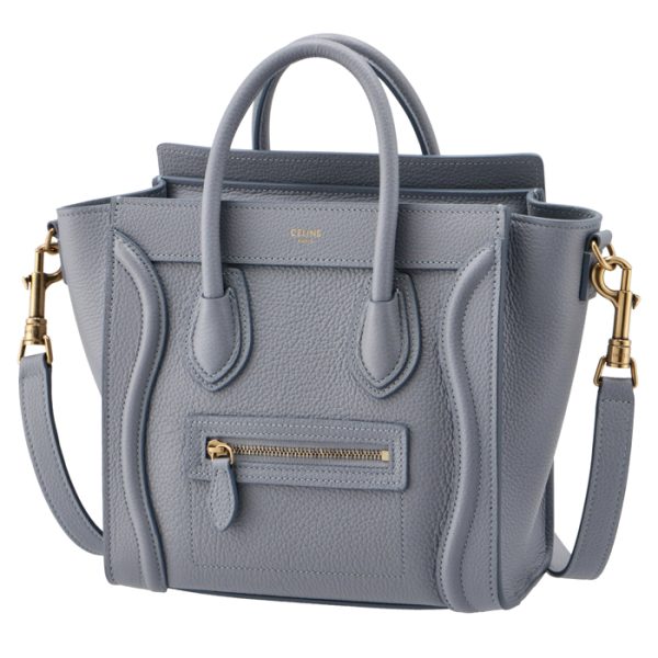 189243dru07au 1 Celine Nano Luggage Shoulder Bag Blue Gray