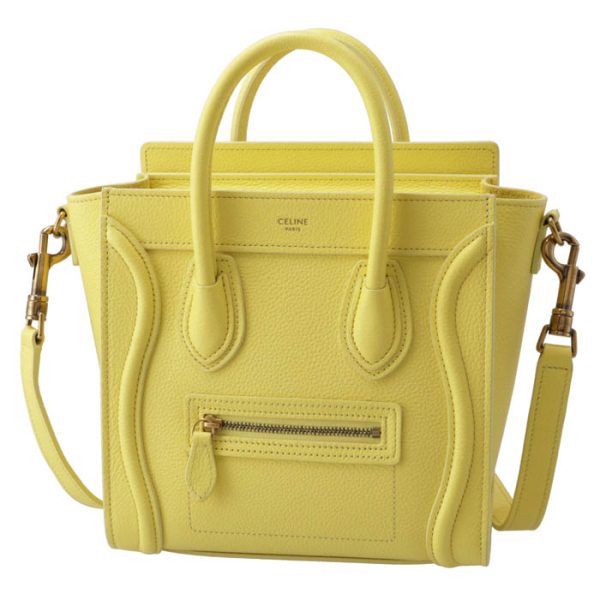 189243dru11ac 1 Celine Nano Luggage Shoulder Bag Yellow