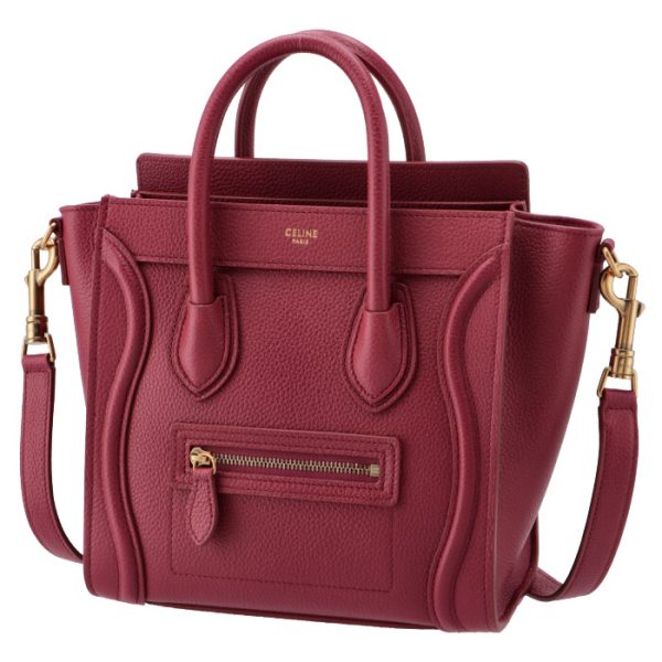 189243dru25ry 1 Celine Nano Luggage Shoulder Bag Raspberry