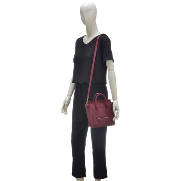 189243dru25ry 7 Celine Nano Luggage Shoulder Bag Raspberry