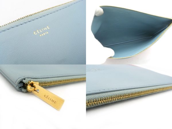 19 167 6 Celine Leather Clutch Bag Blue