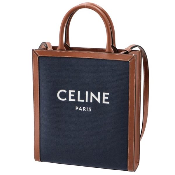 192082csu07at 1 Celine Small Vertical Cover Cabas Canvas Tote Navy Brown