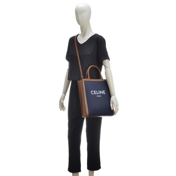 192082csu07at 6 Celine Small Vertical Cover Cabas Canvas Tote Navy Brown