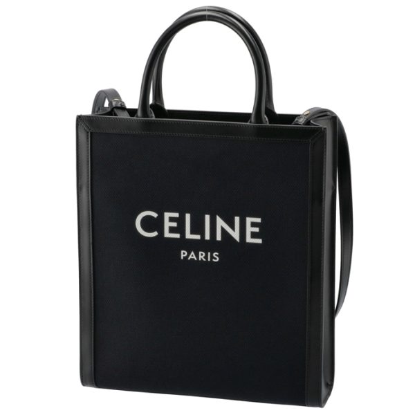 192082csu38no 1 Celine Small Vertical Hippo Cabas Canvas Tote Black