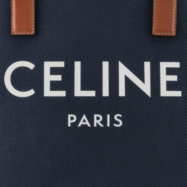 192162csu07at 4 Celine Horizontal M Logo Print Tote Bag Navy Brown