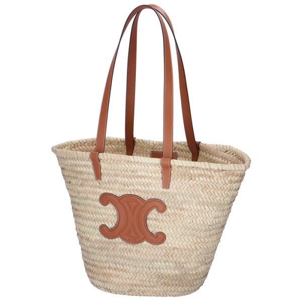 192492cgg04lu 1 Celine Triomphe Large Basket Bag Raffia Beige