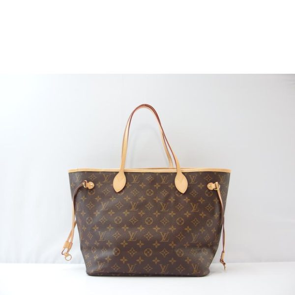 19339 2 Louis Vuitton Neverfull MM Monogram Handbag Brown