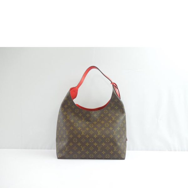 19346 2 Louis Vuitton Flower Hobo MG Leather Handbag Brown