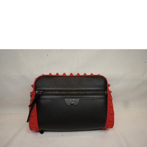 19422 2 Christian Louboutin Loubittown Rubber Studs Leather Shoulder Bag Red