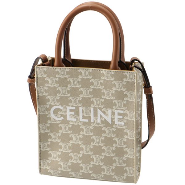 194372flt 1 Celine Shoulder Mini Vertical Hippo Triomphe Canvas Mini Bag Brown