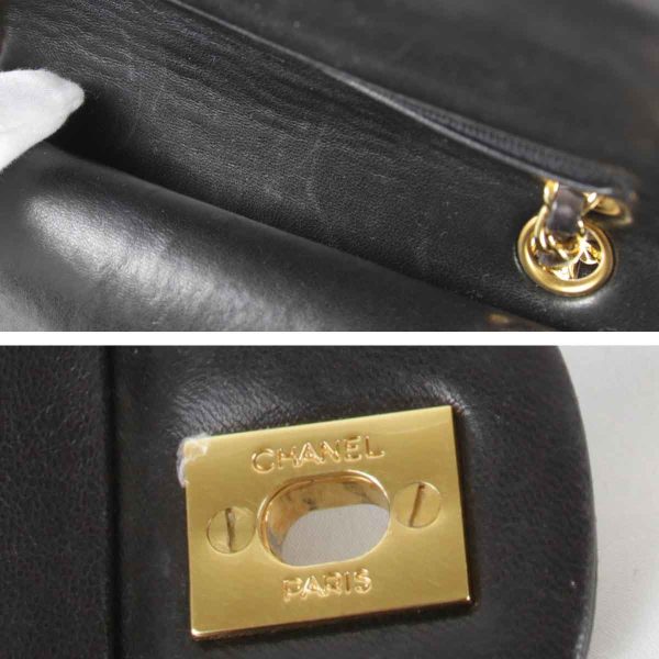 1956240107472t 10 Chanel W Flap Matelasse Lambskin Chain Shoulder Bag Black