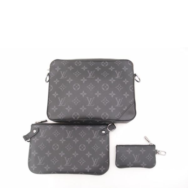 19653 6 Louis Vuitton Trio Monogram Eclipse Messenger Bag Grey