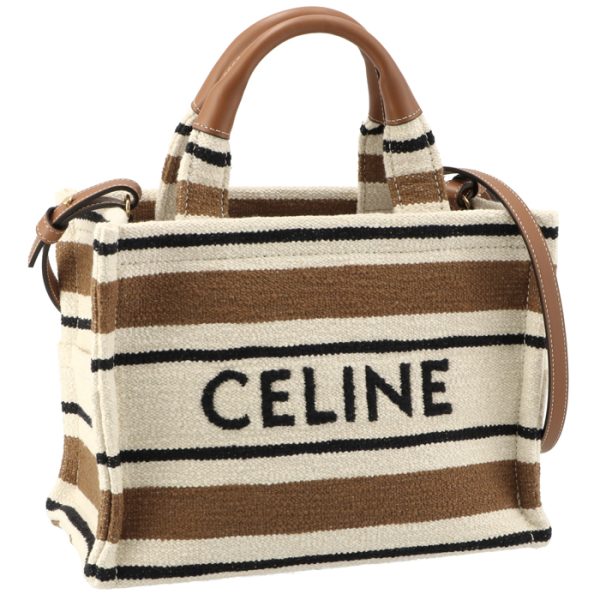 199162fo214ml Celine Tote Small Thais Hippo Jacquard Striped Textile