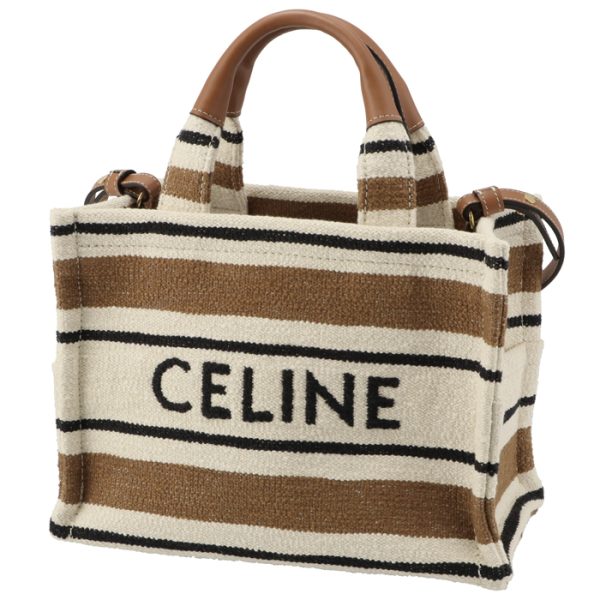 199162fo214ml 2 Celine Tote Small Thais Hippo Jacquard Striped Textile