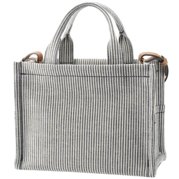 199162fu5 2 Celine Tote Small Thais Cover Striped Textile Logo Shoulder Bag Beige