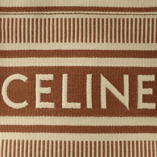 199162fu6 4 Celine Tote Small Thais Cover Striped Textile Logo Shoulder Bag Brown