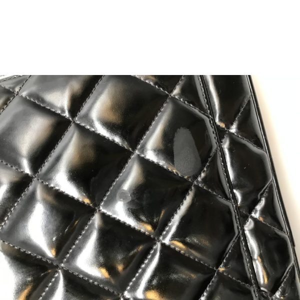 19947 3 Chanel Patent Leather Reprint Tote Bag Black