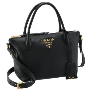 1ba111nox2bbe002 Prada Soft Calf Tote Bag Black