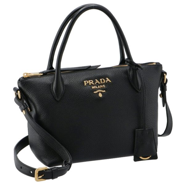 1ba111nox2bbe002 Prada Embossed Leather 2way Shoulder Bag Black