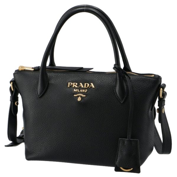 1ba111nox2bbe002 1 Prada Embossed Leather 2way Shoulder Bag Black