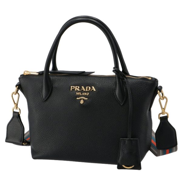 1ba111nox2bbe002 6 Prada Embossed Leather 2way Shoulder Bag Black