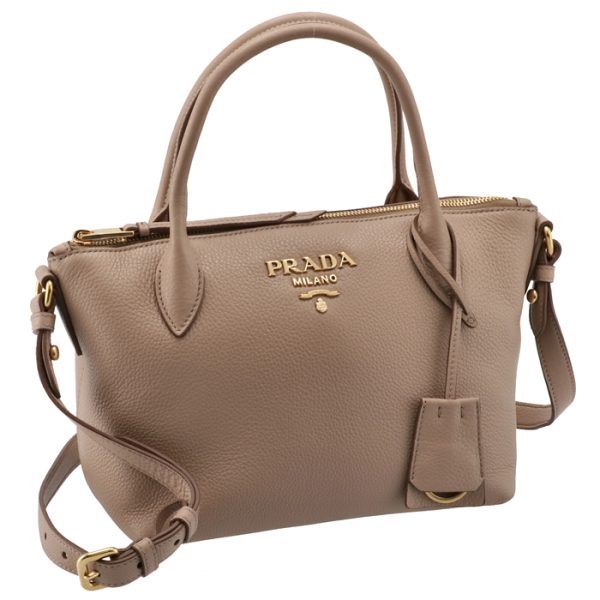 1ba111nox2bbe770 Prada Embossed Leather 2way Bag Beige