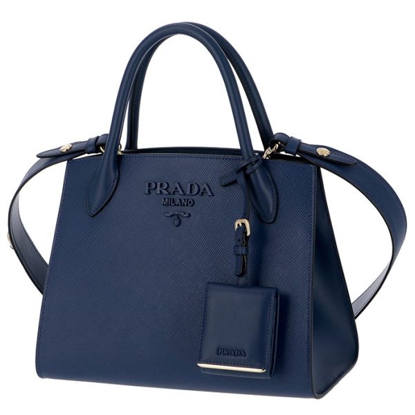 1ba156ooo2erx016 1 Prada Saffiano Monochrome 2way Tote Bag Navy