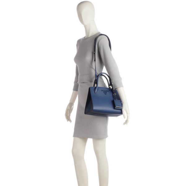 1ba156ooo2erx016 7 Prada Saffiano Monochrome 2way Tote Bag Navy