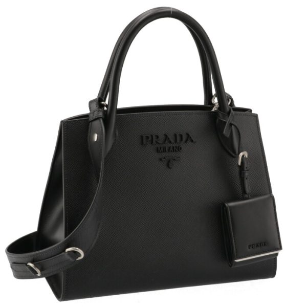 1ba156ooo2erx632 Prada Saffiano Monochrome Tote Handbag Black