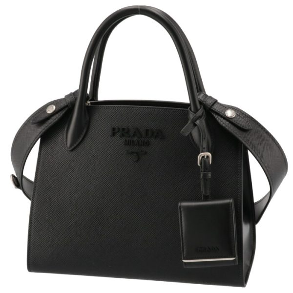 1ba156ooo2erx632 1 Prada Saffiano Monochrome Tote Handbag Black