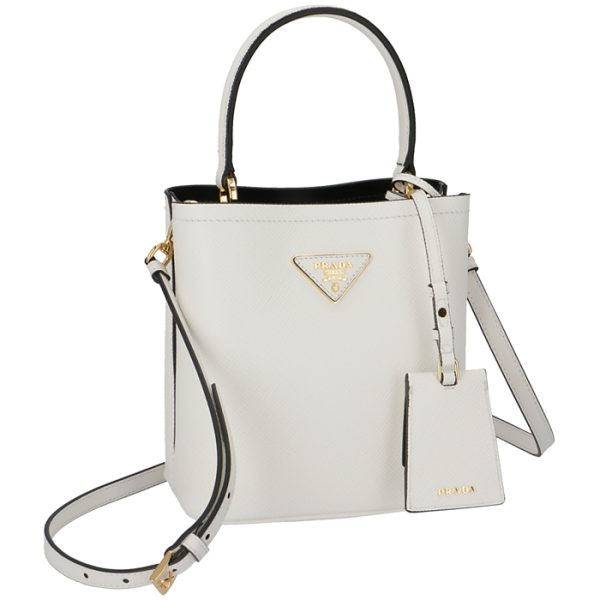 1ba217ooo2erxg3z Prada Pannier Small Saffiano Shoulder Bag White