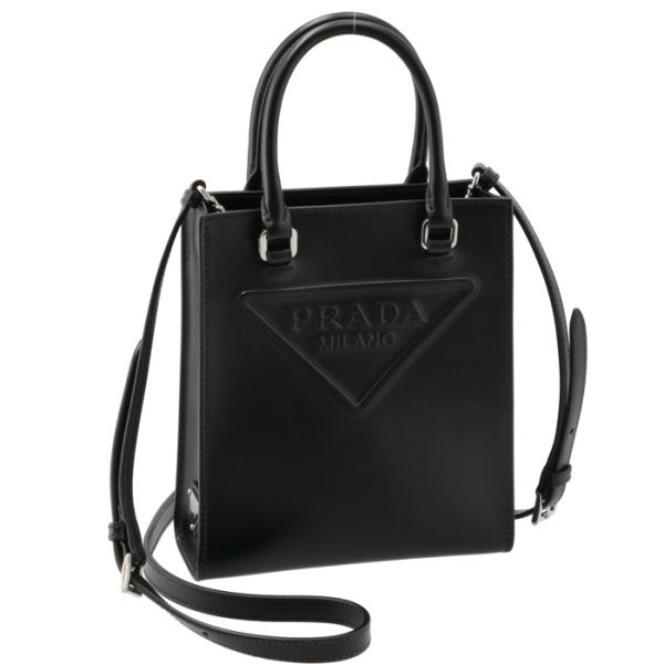 1ba333oooask002 Prada Lettering Logo Mini Tote Shoulder Bag Black