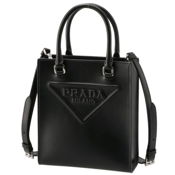 1ba333oooask002 1 Prada Lettering Logo Mini Tote Shoulder Bag Black