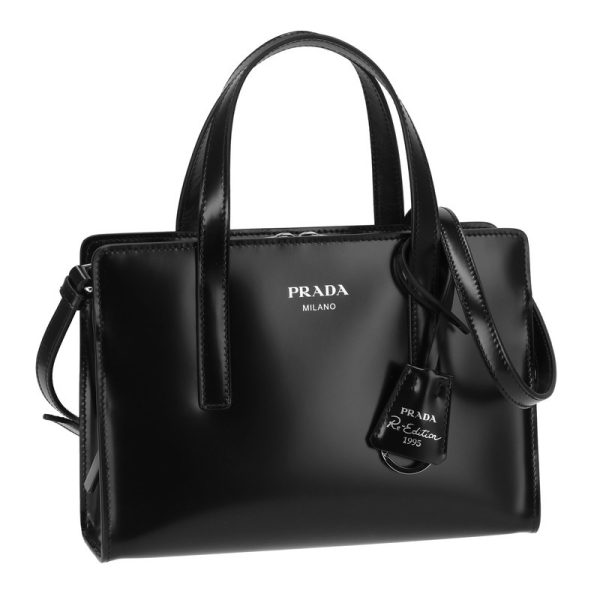 1ba357 n 1 Prada 2way Bag Brushed Leather Black Silver