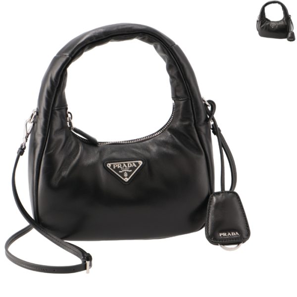 1ba384ovz2dyi Prada Soft Padded Nappa Leather Mini Bag Black