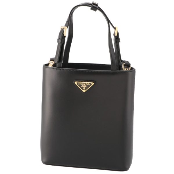 1ba401ooo2aix 1 Prada Triangle Logo Mini Tote Shoulder Bag Black