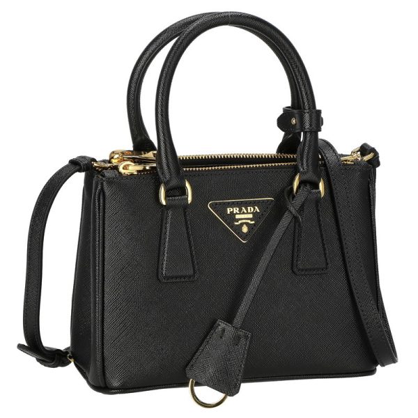 1ba906 nero 1 Prada 2way Shoulder Bag Leather Nero Black Gold