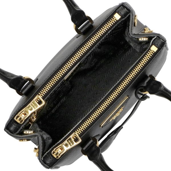 1ba906 nero 2 Prada 2way Shoulder Bag Leather Nero Black Gold