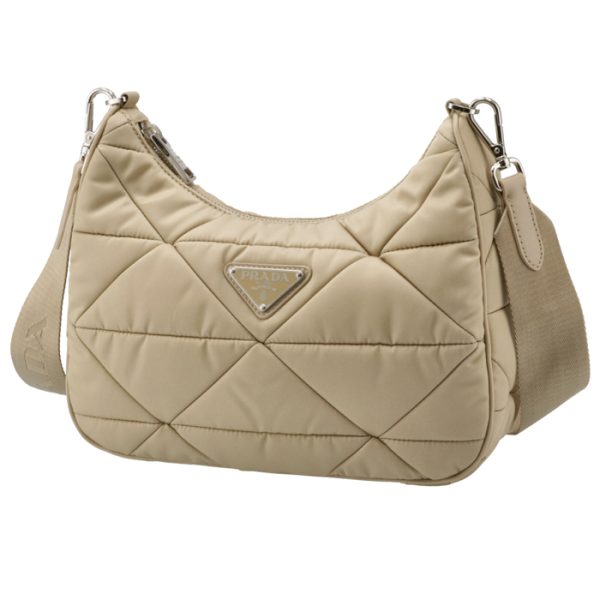 1bc151o1ordjnf24 1 Prada Triangle Logo Padded Shoulder Bag Beige