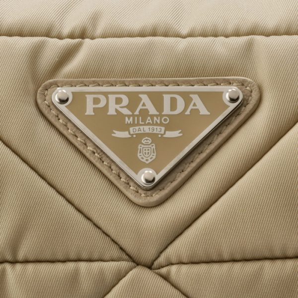 1bc151o1ordjnf24 4 Prada Triangle Logo Padded Shoulder Bag Beige