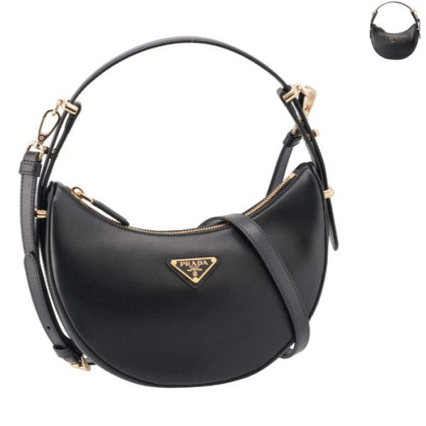 1bc194oooask Prada Triangle Logo Arke Hobo Bag Black