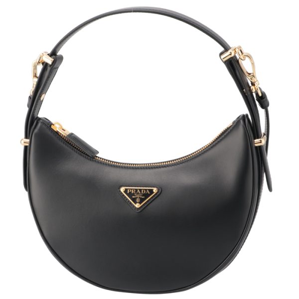 1bc194oooask 1 Prada Triangle Logo Arke Hobo Bag Black