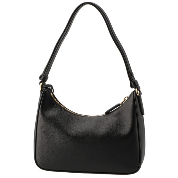 1bc204jomnzv 2 Prada Saffiano Triangle Hobo Mini Bag Black