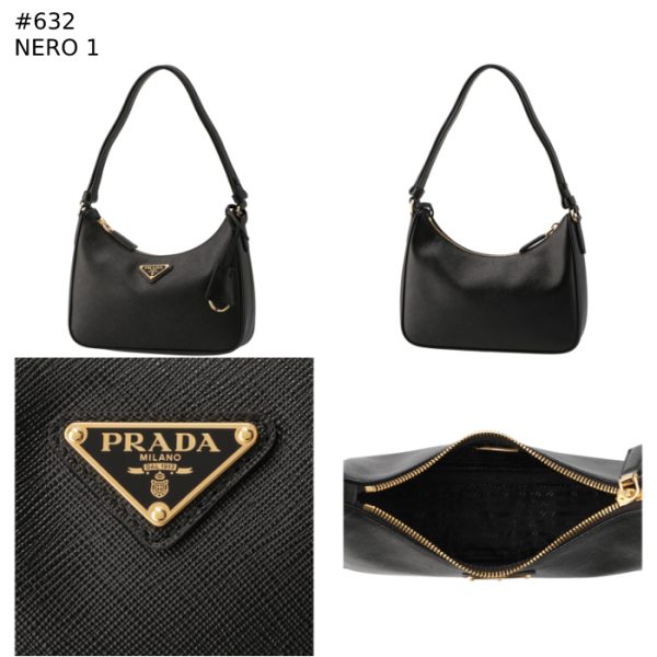 1bc204jomnzv 8 Prada Saffiano Triangle Hobo Mini Bag Black