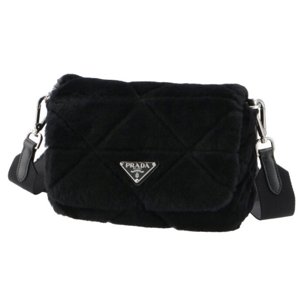 1bd292k9o2ec9002 1 Prada Shearling Sheep Fur Mini Shoulder Bag Black