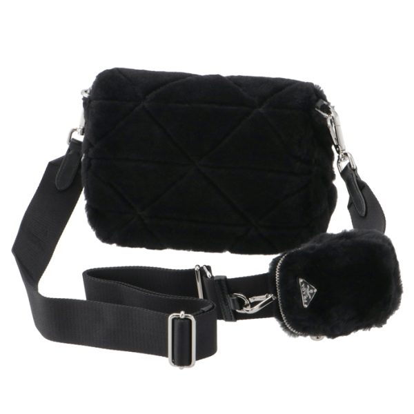 1bd292k9o2ec9002 2 Prada Shearling Sheep Fur Mini Shoulder Bag Black