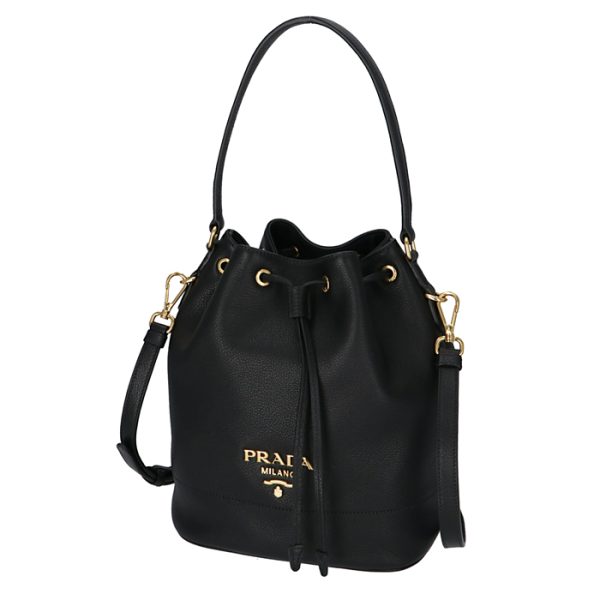 1be018nom2bbe002 1 Prada Shoulder Bucket Bag Drawstring Black